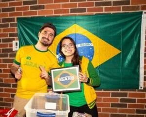 Students represent 的ir home country of Brazil.